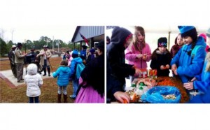 Left: Re-enactors from Reilly’s Battery demonstrate loading and firing a Civil War cannon; Right: Girl Scouts prepare a stew at New Bern Civil War Battlefield Park