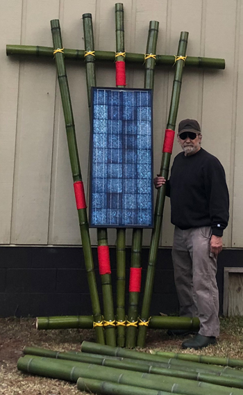 Tom and Solar Panel on Bamboo Grid