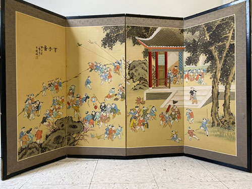 Chinese Four-Panel Painted Screen