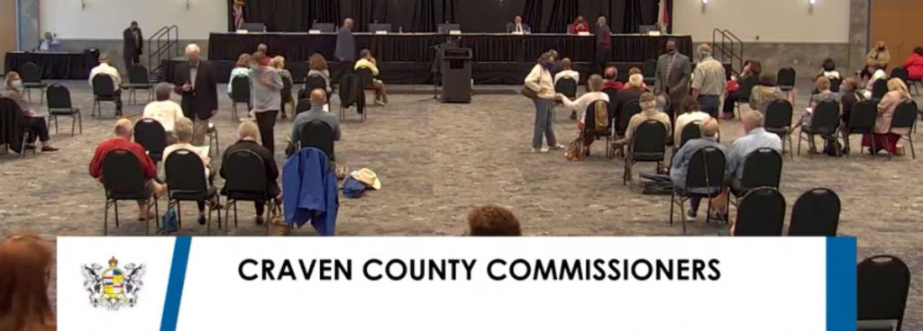 Screen shot of the Craven County Board of Commissioners meeting