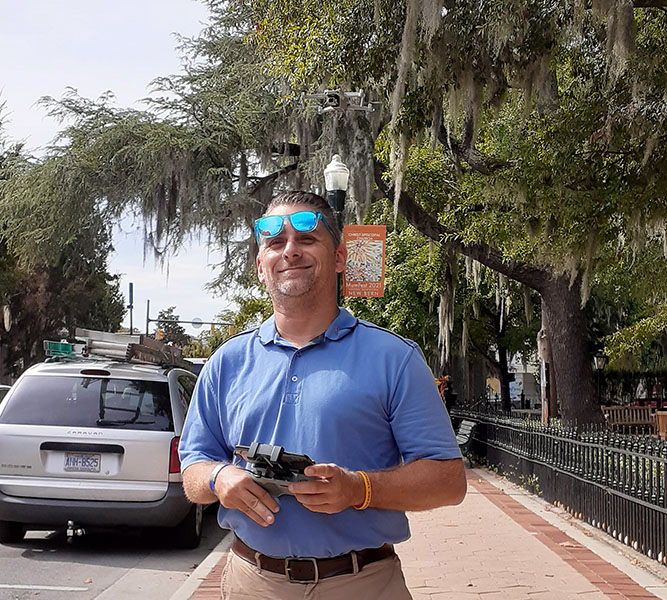 Aerial Photographer/Videographer Ben Lindemann with his drone