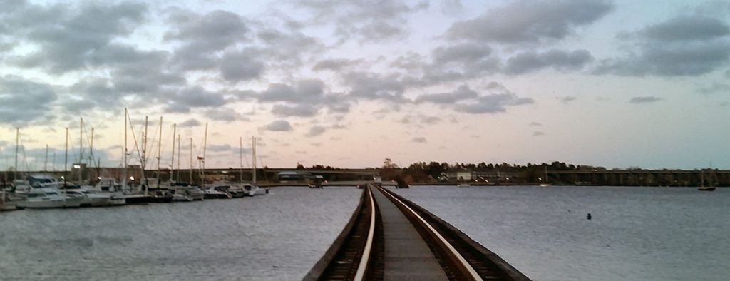 The railroad bridge over the trent river in new bern, nc