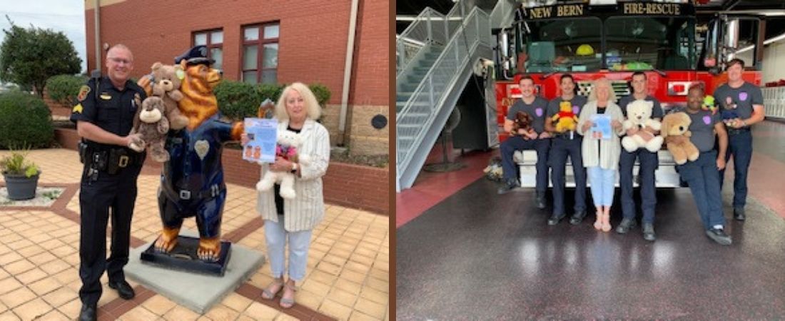 Bears presented to fire department and police department