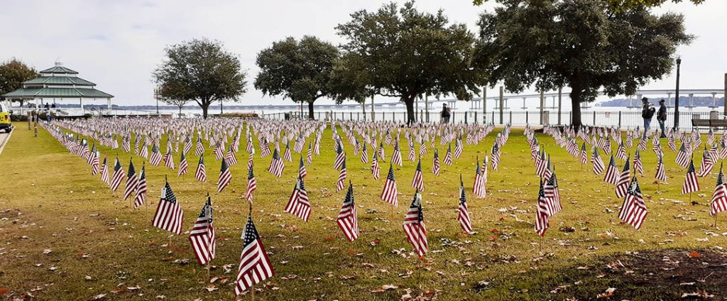 Field of Flags at Union Point Park in New Bern, NC