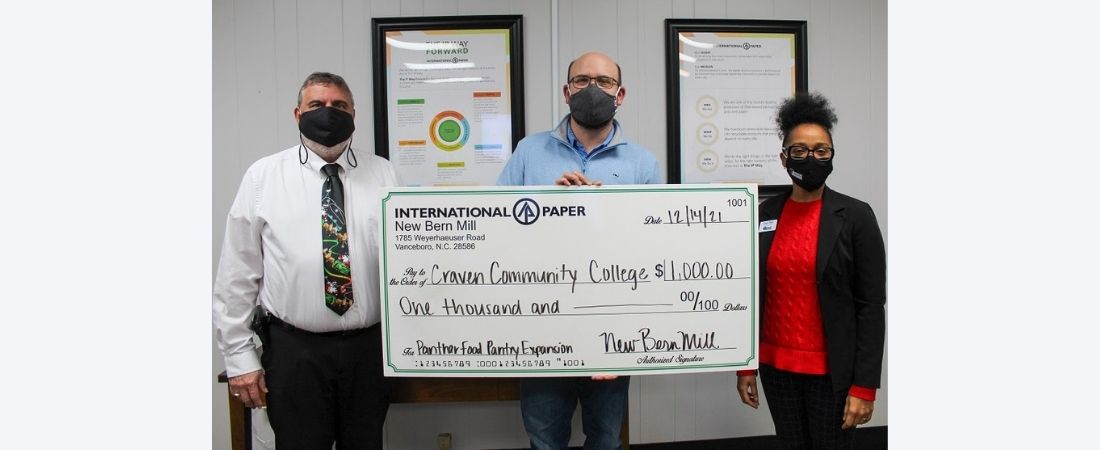 Presentation of check from International Paper