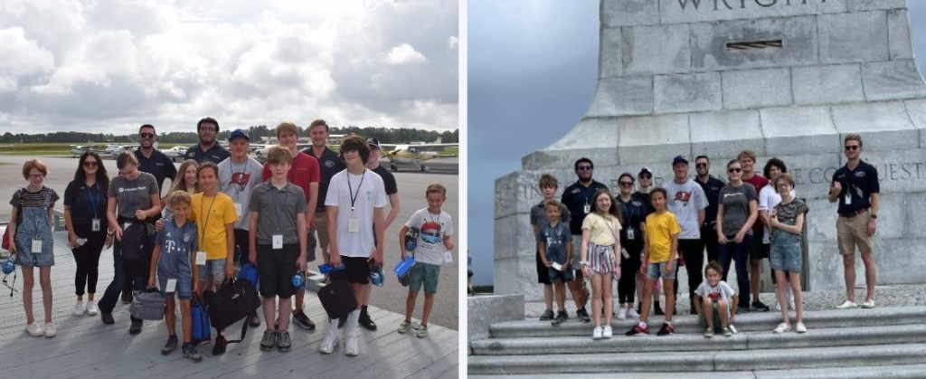 kids at airfield and at Orville Wright Museum