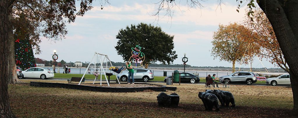 Union Point Park Decorated for the Holiday Season in New Bern NC