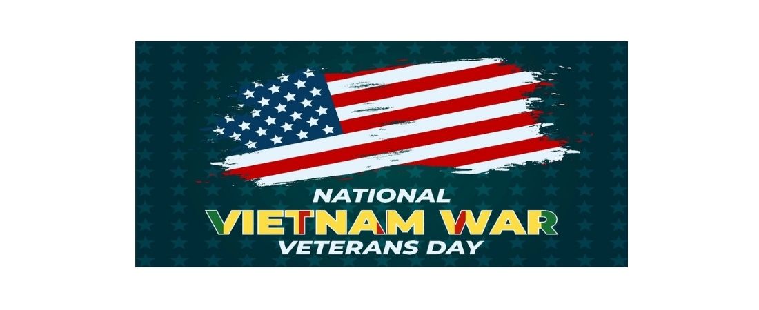 National Vietnam War Veterans Day banner with flag