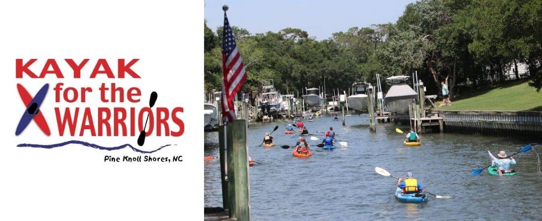 Kayak for the Warriors logo and photo of kaykers