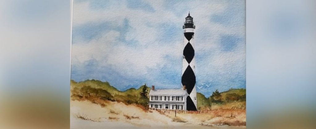 watercolor painting of cape hatteras lighthouse