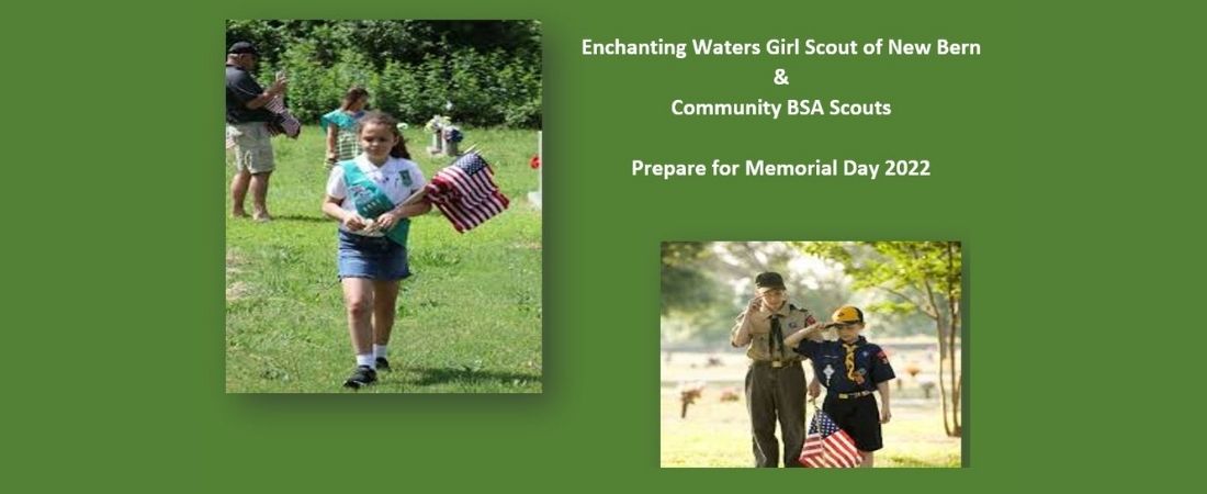 Boy Scouts and Girl Scout holding American flag