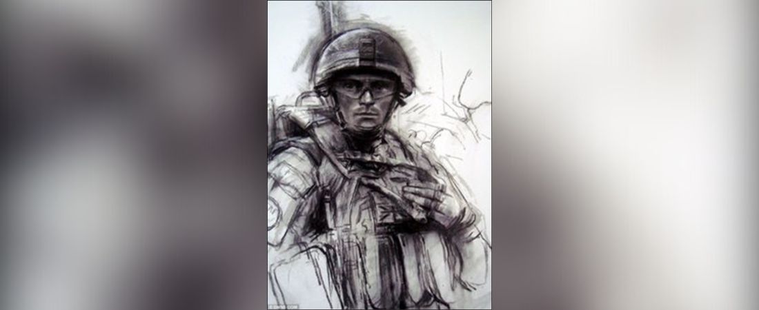 Charcoal drawing of a soldier