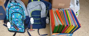 Backpacks, folders and blankets