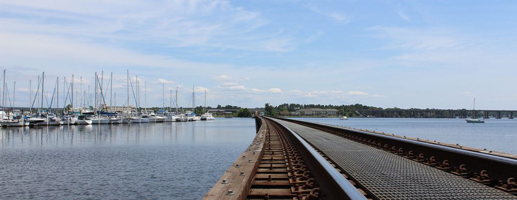 Train on Trent River Railroad Bridge in New Bern, NC