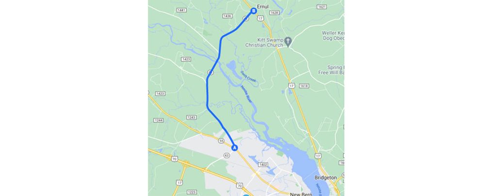 NC 43 Lane Closures from New Bern to Ernul NC