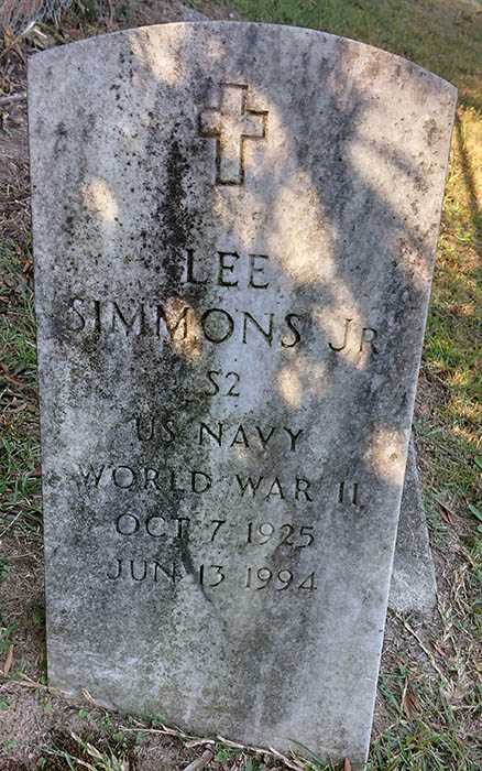 Headstone of SA2 Lee Simmons Jr. by Greg Ciesielski in Greenwood Cemetery, New Bern, NC