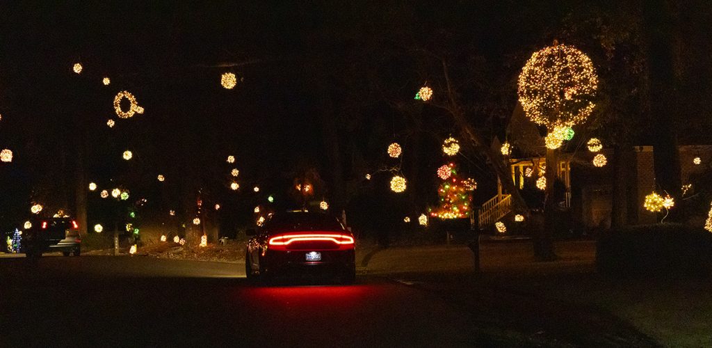 Christmas Lights on Canterbury Road in Trent Woods (photo by Keith Byers)