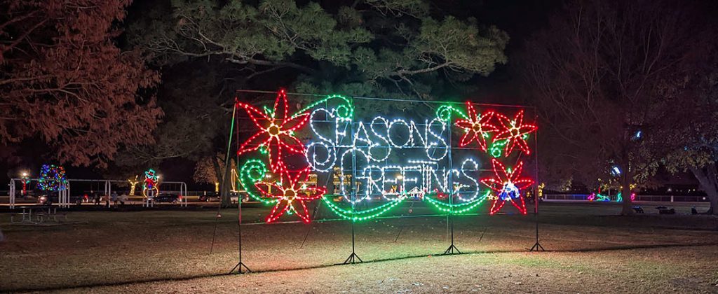 Christmas lights at Union Point Park in New Bern, NC (photo by Elaine Rouse for New Bern Now)