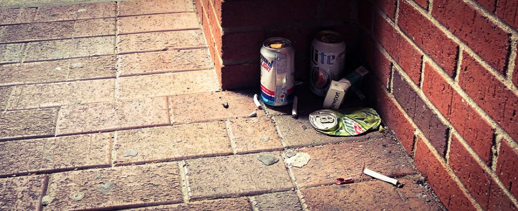 Trash in alley in downtown New Bern