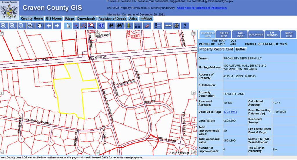 Craven GIS Maps - Construction Site of Proximity of New Bern Apartment Complex Screenshot