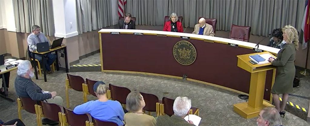 Screenshot of video taken during Craven County Board of Commissioners meeting on Feb. 6, 2023