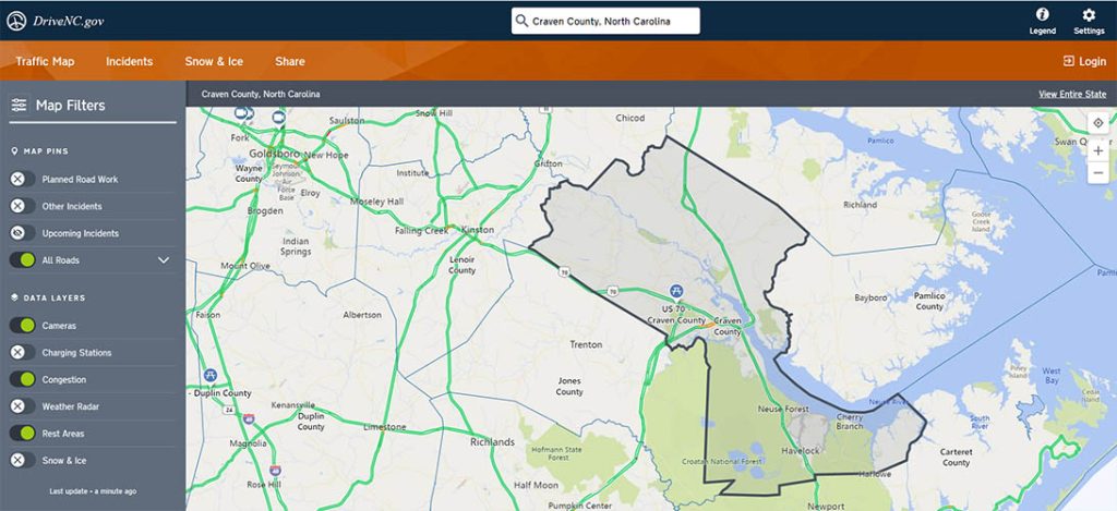 Photo of DriveNC.gov map