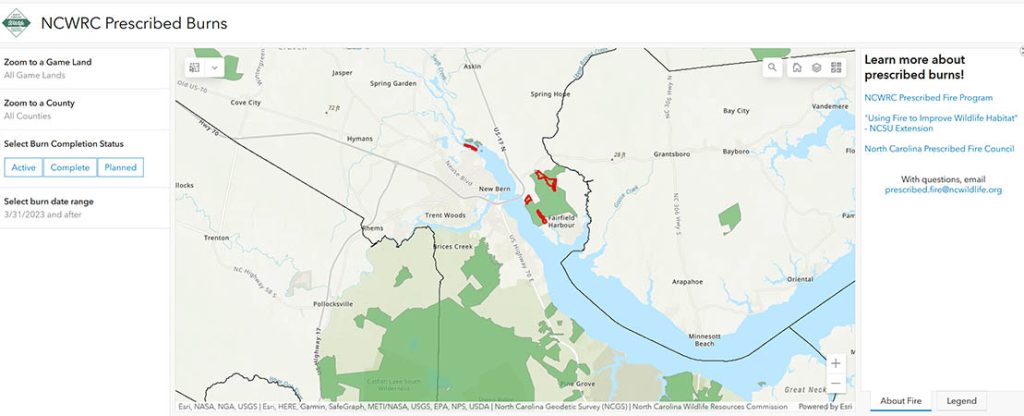 NCWRC Precribed Burn interactive map - 3.13.2023 - 3.31.2023