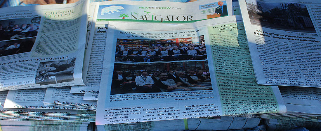The Navigator newspaper being delivered throughout New Bern and surrounding communities.