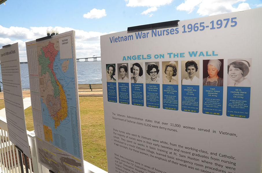 A display at the March 29 Vietnam War Veterans Day event at Union Point Park details the important roles played by the female nurses who served in Vietnam. Photo by Todd Wetherington.