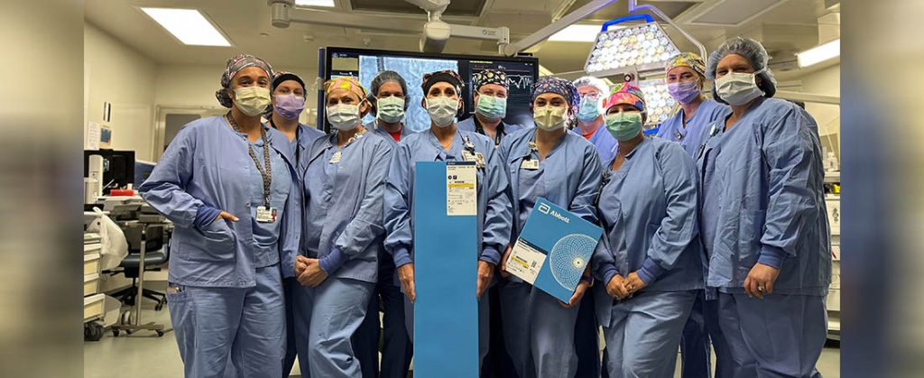 Dr. Josh Kramer, Interventional Cardiologist at CarolinaEast Heart Center, and the heart team after successfully performing the first Amulet procedure at CarolinaEast Medical Center. (Courtesy)