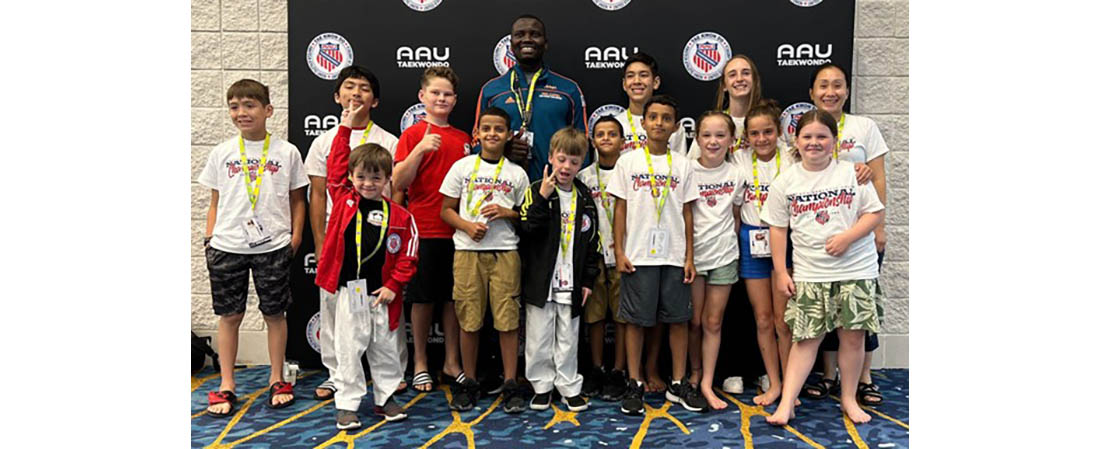 L-R: Clement Ipock, Zachary Matthews, Wiley Tower, Elijah Linton, Nasser Al-Shaebi, Master Hama, Daniel Tower, Hameed Al-Shaebi, Glenwood Ipock, Saleh Al-Shaebi, Olivia Copley, Mea Elliott, Gianna Elliott, Madison Bartlett and Telly Ipock.