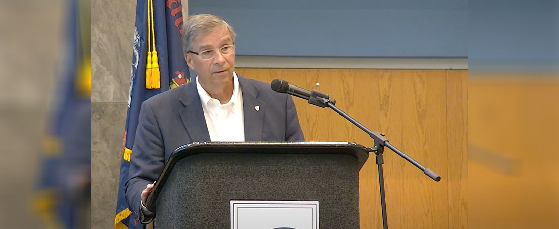 Tyler Harris, community collaborative volunteer with Recovery Alliance Initiative, discusses the challenges Craven County faces in combating the local opioid abuse epidemic. (Screenshot from meeting video)