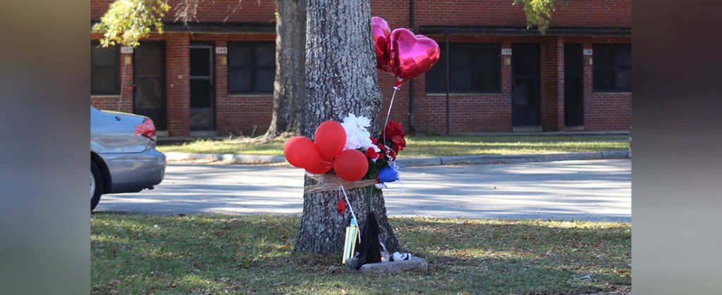 Temporary memorial for Devaughn Bryant taken on Nov. 3