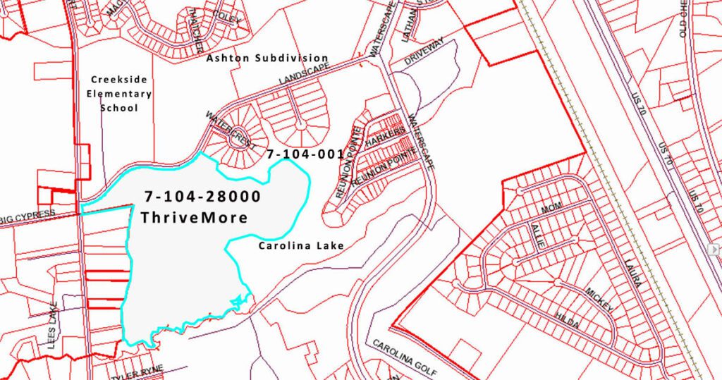 Craven County GIS map of area with parcel ID numbers. (Screenshot from gis.cravemcountync.gov.
