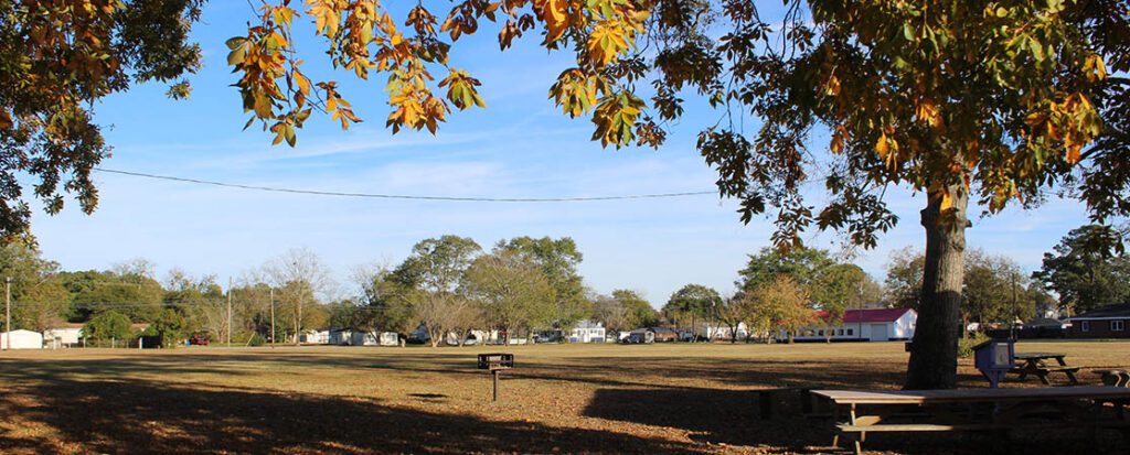 A portion of the Craven County Board of Education surplus property at 907 North B. Street with the surplus property at 902 North B. Street in the distance and across the street in Bridgeton, NC. (Photo by Wendy Card)