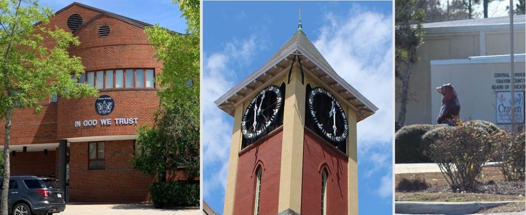 Photo of the Craven County Administration Building, City Hall and Craven County Board of Education Building in New Bern, NC. (Photo by Wendy Card)