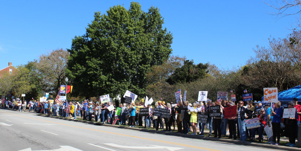 Photo taken at East Front Street during "No Kings" rally in New Bern, NC on Oct. 18, 2025. (Photo by Wendy Card)