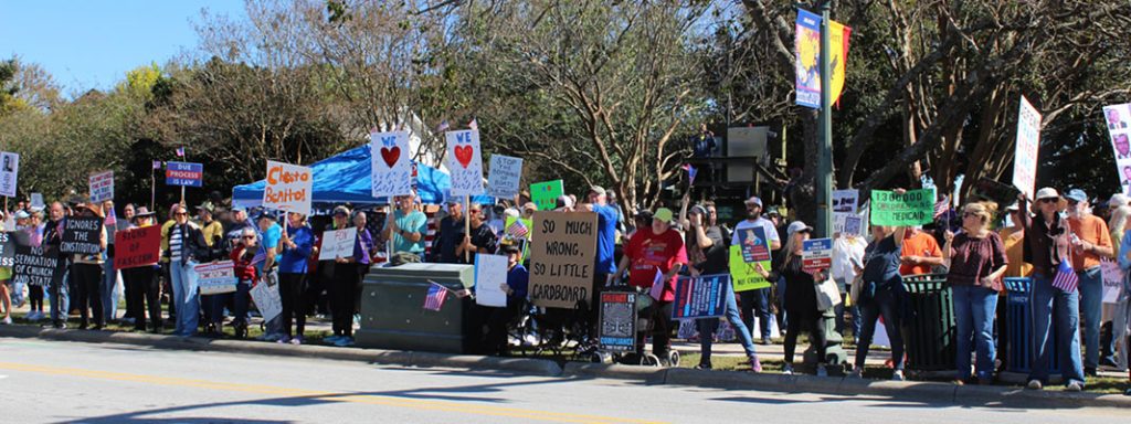 Photo taken at East Front Street during "No Kings" rally in New Bern, NC on Oct. 18, 2025. (Photo by Wendy Card)