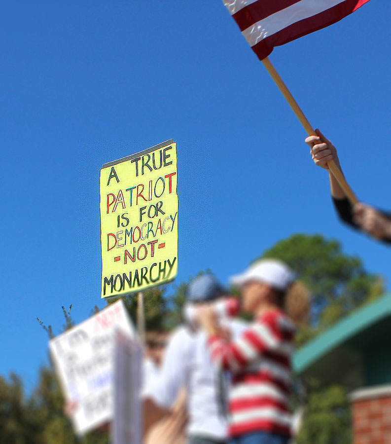 Photo taken during "No Kings" rally in New Bern, NC on Oct. 18, 2025. (Photo by Wendy Card)