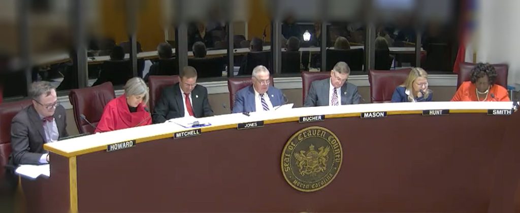 Craven County Board of Commissioners meeting in New Bern, NC. (Screenshot of Nov. 3 meeting video)