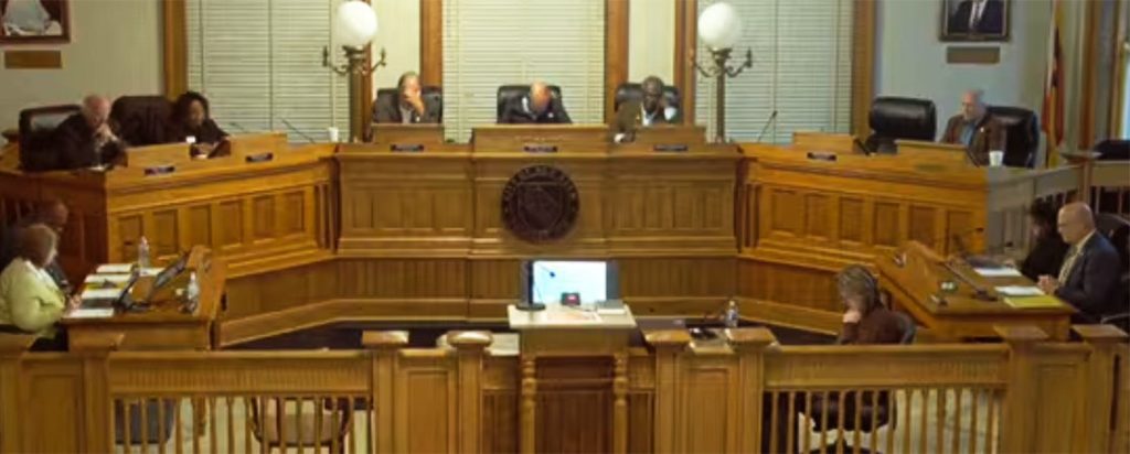 Board of Aldermen at City Hall in New Bern, NC. (Screenshot of video)