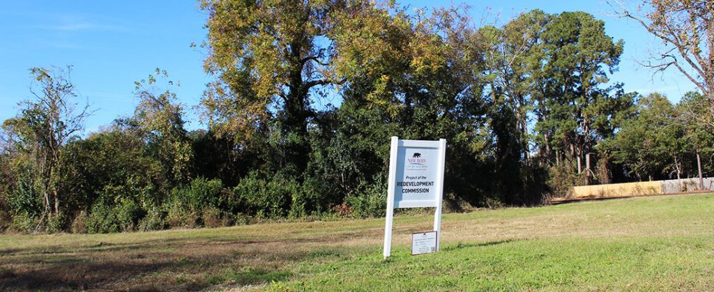 The site of the city's Redevelopment Commission's West A Street project in New Bern, NC. (Photo by Wendy Card)