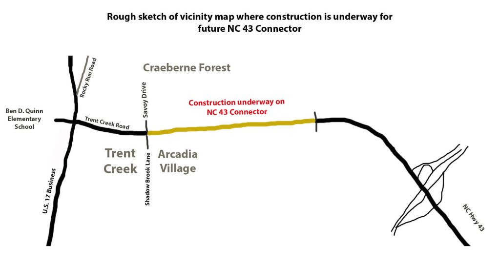 Rough sketch of 43 Connector project area. (By NewBernNow.com)