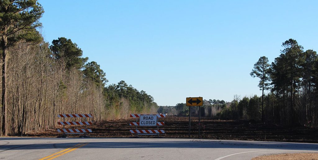 View from NC 43 in Craven County looking towards Trent Creek Road near Craeberne Forest, Arcadia Village and Trent Creek communities in New Bern, NC. (Photo by Wendy Card).