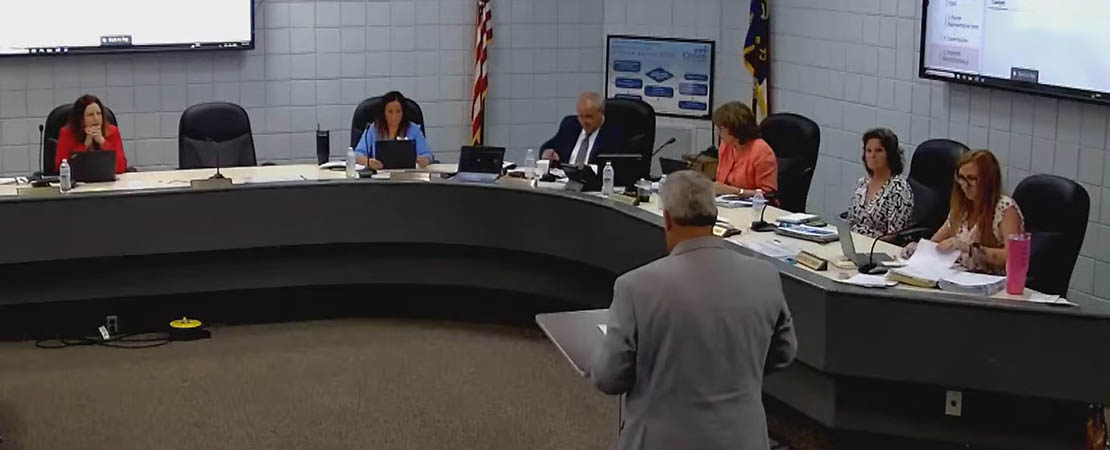 Screenshot of video of Craven County Board of Education meeting on May 19, 2025 in New Bern, NC.