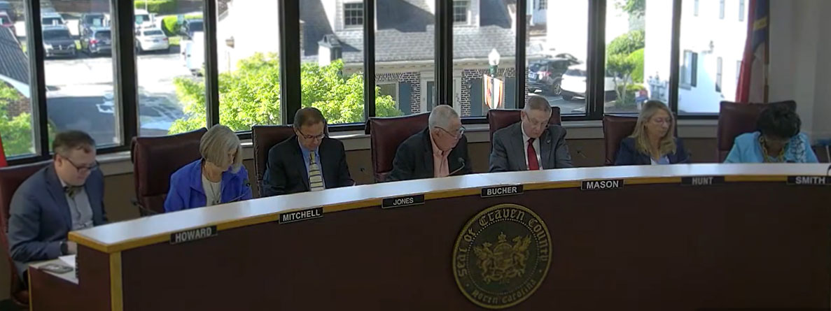 Craven County Board of Commissioners meeting in New Bern, NC on April 20, 2026 (Screenshot of video)