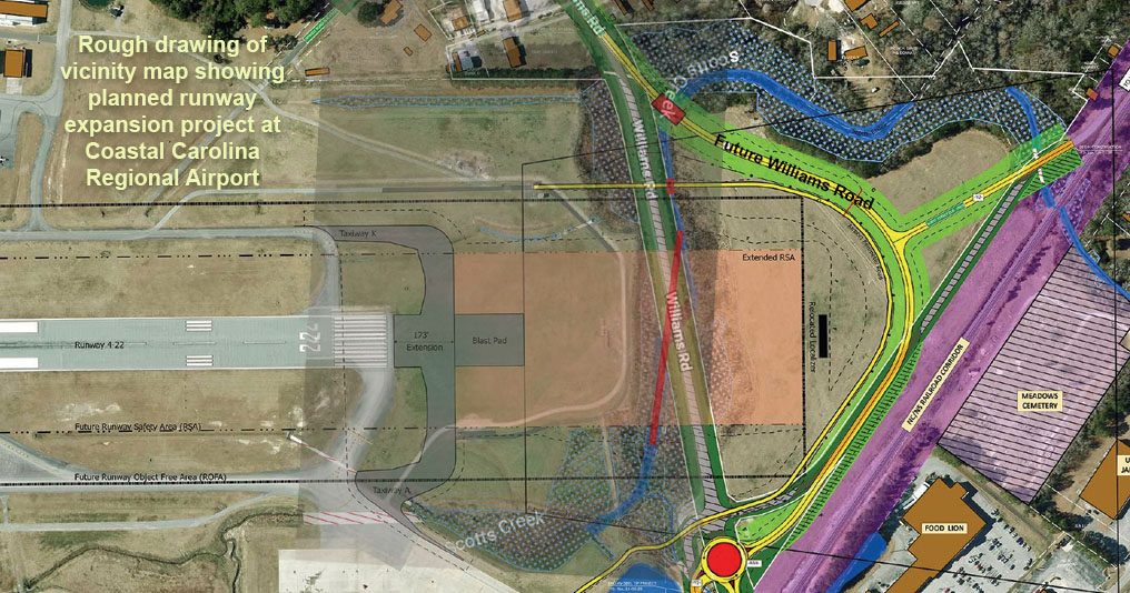 Runway expansion project at Coastal Carolina Regional Airport.