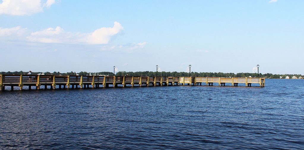 Pier at the end of Broad Street in New Bern, NC. (Photo by Wendy Card)