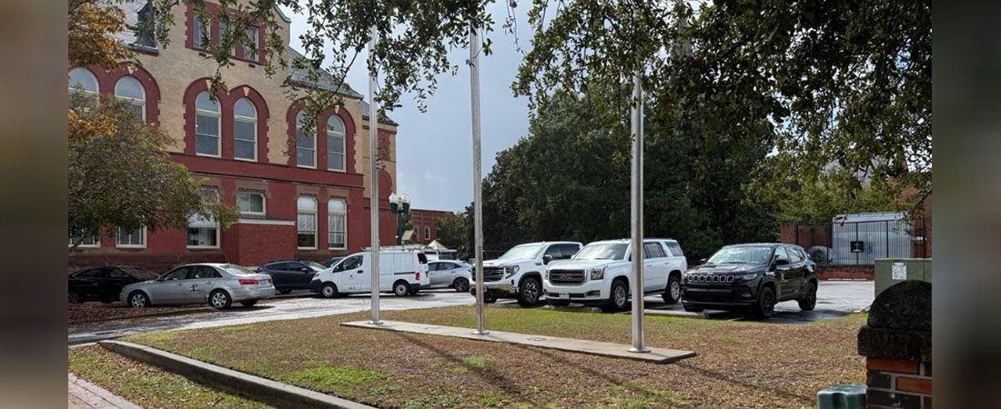 Flagpoles at New Bern City Hall. (Courtesy photo)