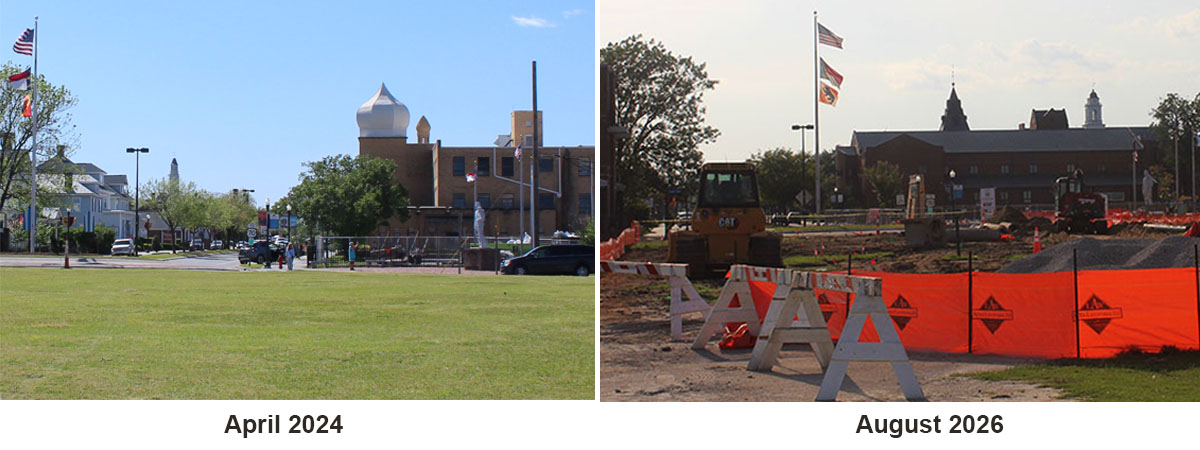 Cul-de-sac for Broad Street Pier parking in New Bern, NC. (Photo by Wendy Card)